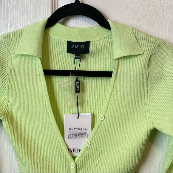 Bardot Rosario Knit Bodysuit In Lime Size XSmall NWT - Picture 4 of 11